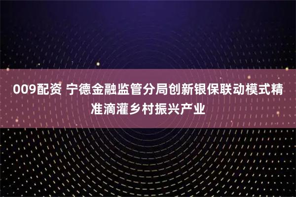 009配资 宁德金融监管分局创新银保联动模式精准滴灌乡村振兴产业